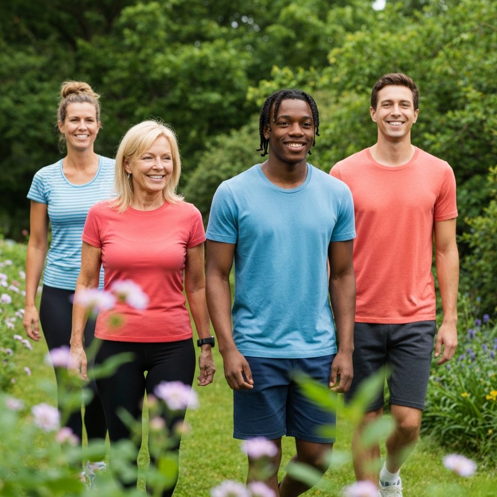 Diverse people engaged in healthy outdoor activities